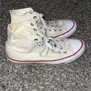 Size 9 white high top converse sneakers
